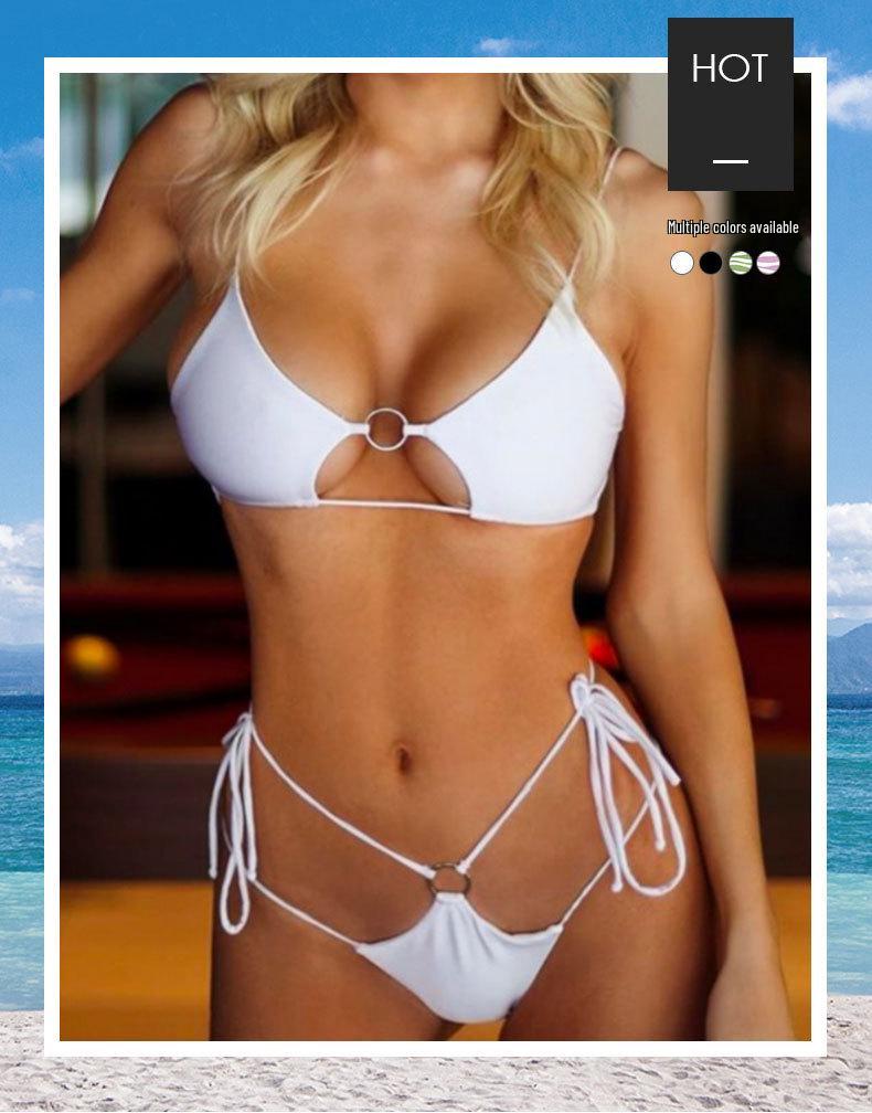 

2024 Европейский и американский купальник-бикини из двух частей с открытой спиной - Свежий стиль Женский купальник Large (L) белый