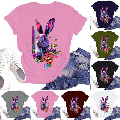 Dam Casual Mode Street Slim Kortärmad Påsktryckt T-shirt Topp