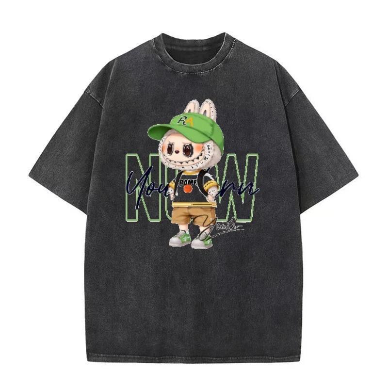 LABUBU The Monster Theme Manga T-Shirt Tee Undershirt Vintage Washed Cotton S