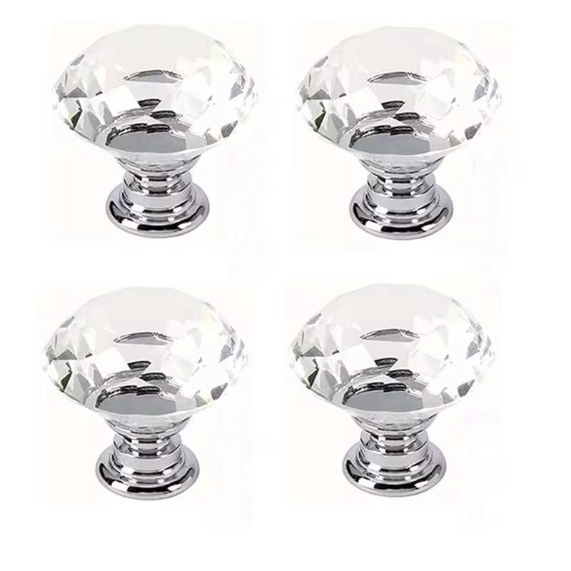 4/8Pcs 30mm Diamond Shape Design Crystal Glass Knobs Cupboard Drawer Pull Kitchen Cabinet Door Wardrobe Handles Hardware
