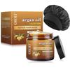 Argan Oil Hair Mask + Silk Bonnet Set, Repair Hair Mask With Jojoba Oil, Aloe Vera Coconut Oil For Dry Damaged Hair Deep Treatments For All Hair Typ