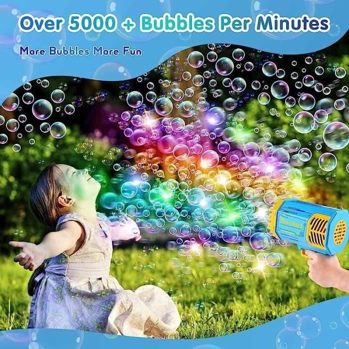 Pistolets à Bulles Enfant - Machine à Bulles Géant 69 Trous Automatique, Bubble Machine avec 2 Liquide à Bulles Kids Toys Enfants