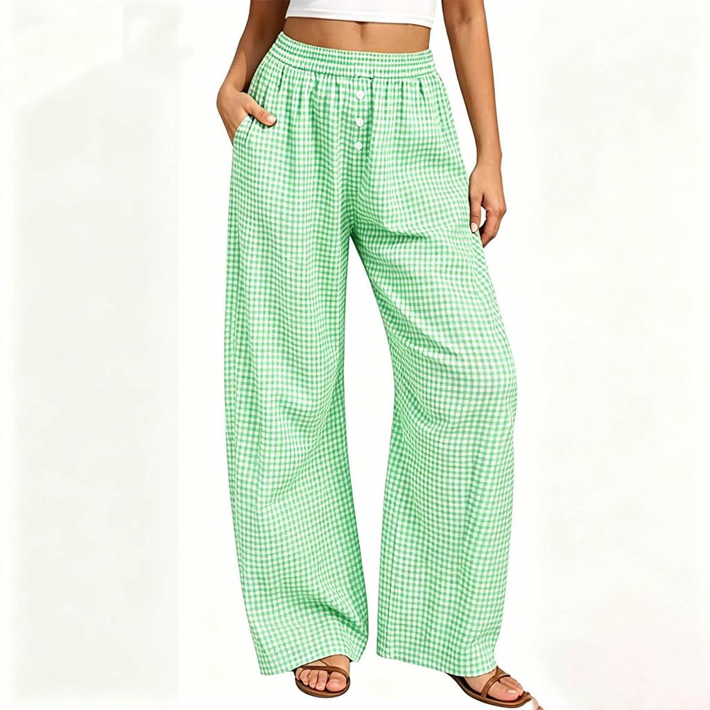 Women's Plaid Sleep Pants - Loose Fit Pants for Home Comfort