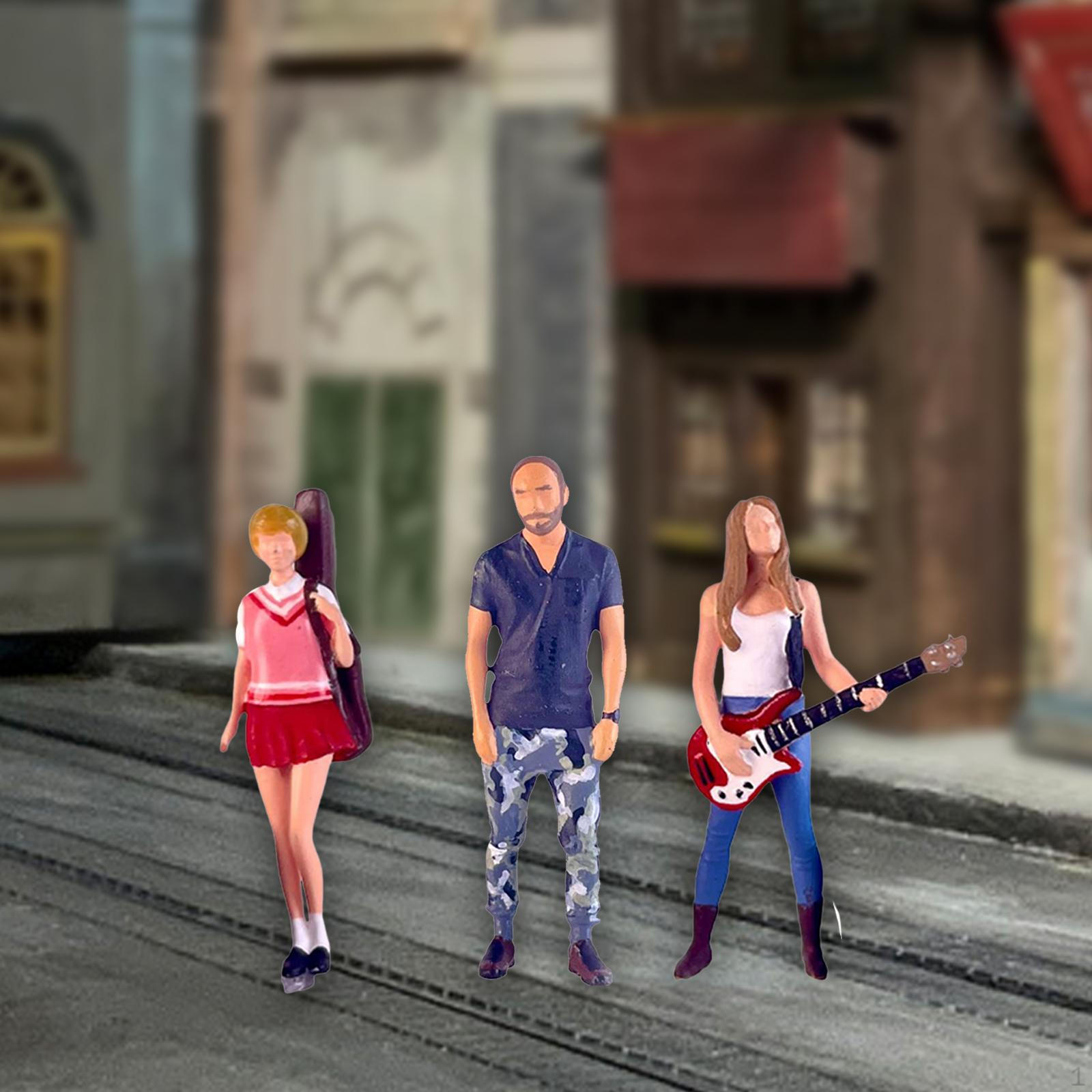 3 Pieces 1/64 People Model Figures Photography Prop Role Play Figure Hand Painted Figurines Dolls