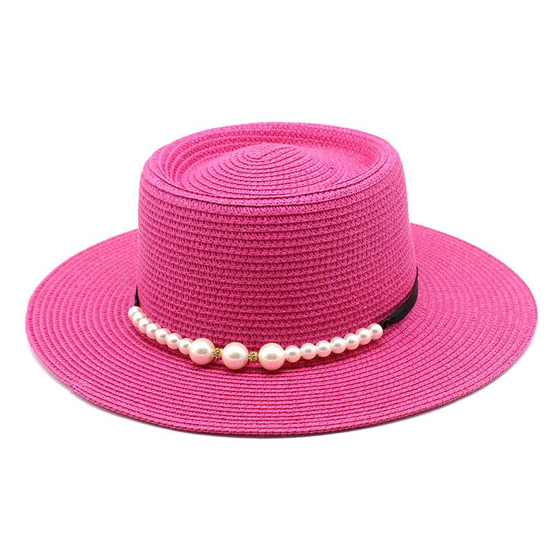 Straw Hat Women'S Summer Concave Top Top Hat Seaside Vacation Pearl Beach Hat Internet Celebrity Straw Hat Sun Hat