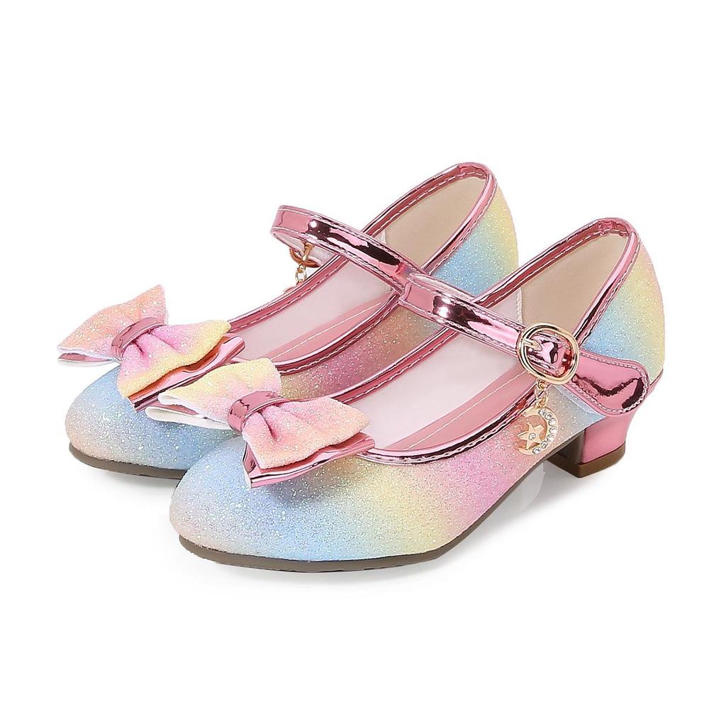 Kristall-Leder Prinzessinnenschuhe für kleine Mädchen - 2025 Frühling/Herbst High-Heel Kinderschuhe