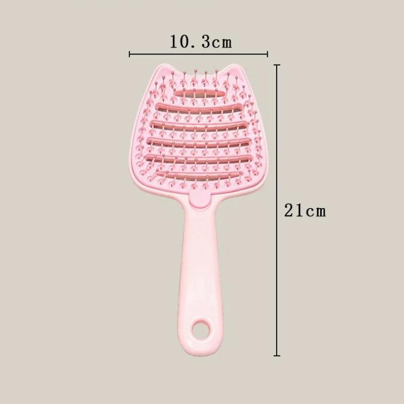 Cute Cat Ear Detangling Hair Brush Self Cleaning Design Soft Massage Bristles For Daily Hair Care Home Travel Use