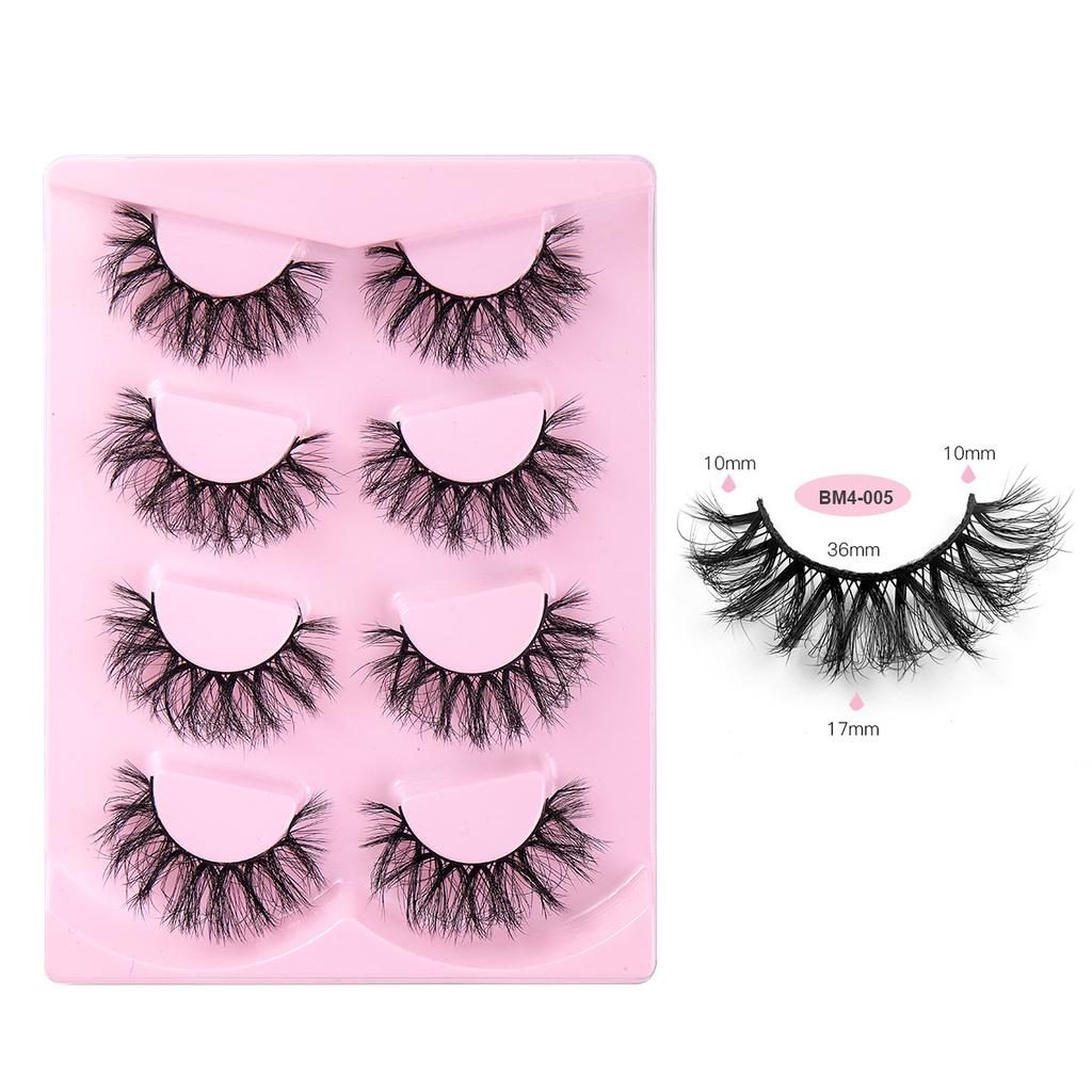 High Imitation Fried Mink Hair False Eyelashes Multi-Layer Dense Curled 4 Pairs Of Eyelashes