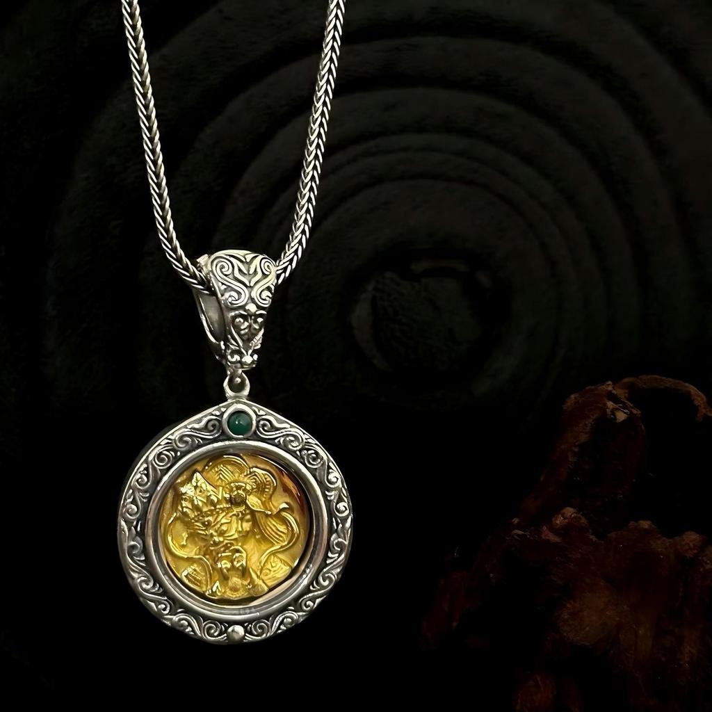 S925 Sterling Silver Buddha Pendant Necklace with Versatile Buckle and Six-Syllable Mantra Design