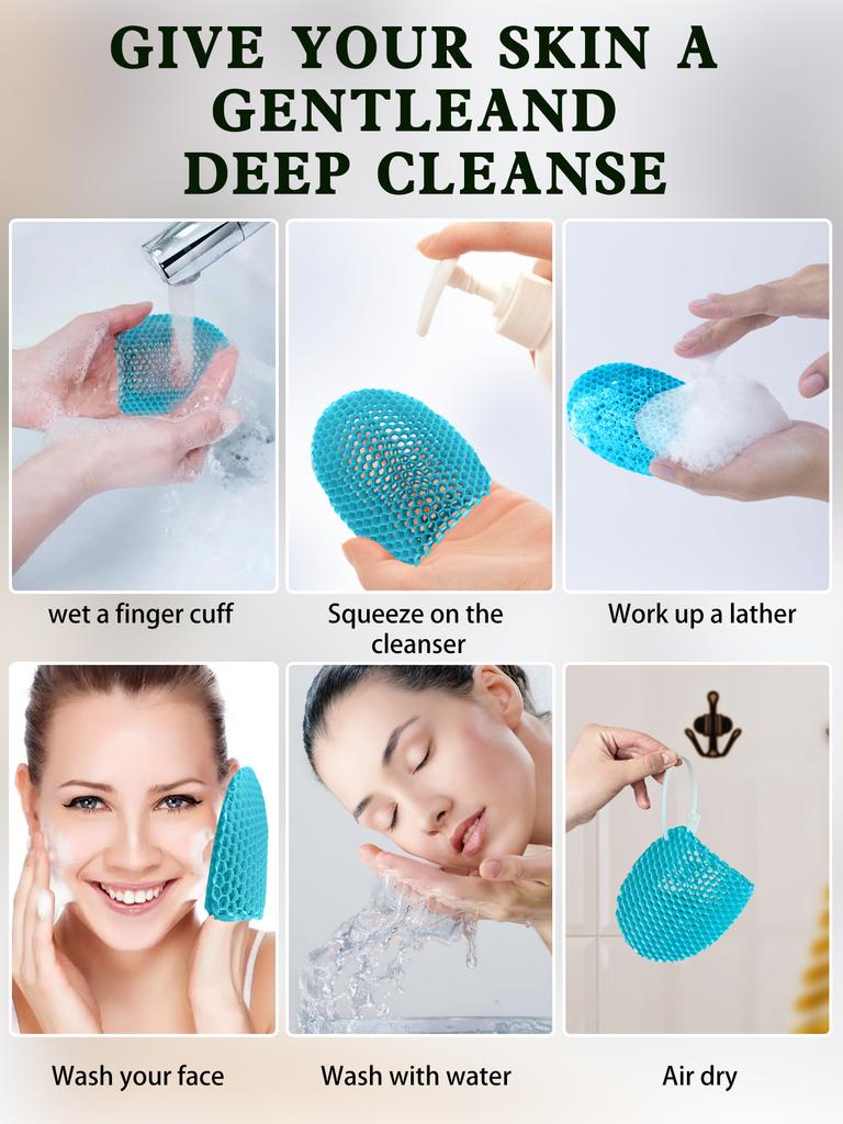1Pc Honeycomb Exfoliating Shower Finger Caps, Available In Multiple Colors, Cleanses The Skin And Is Safe, Breathable And Odorle