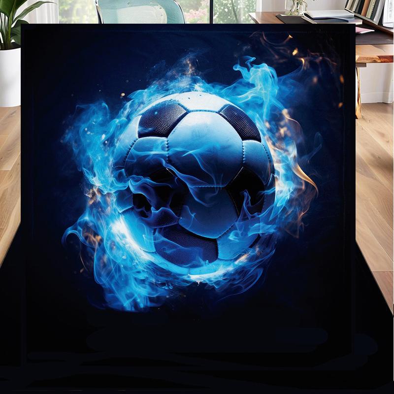 Flaming Soccer Ball Office Rug Chair Mat, Entryway Carpet, Suitable for Front Door, Bedroom, Living Room, Desk, Holiday Gift