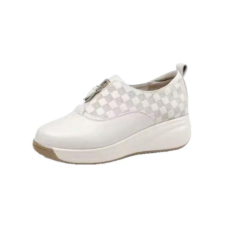 New shoes autumn soft-soled women's shoes wedge heel comfortable shoes casual leather shoes platform zipper single shoes women