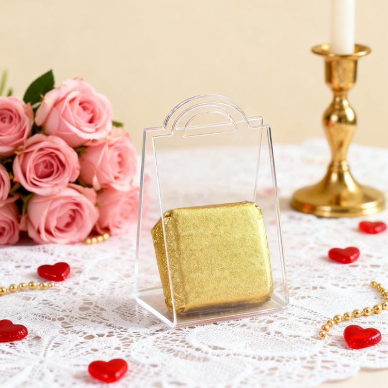40 Piece Luxury Acrylic Transparent Gift Box Plastic Handheld Bag Triangular Wedding Candy Basket Birthday Party Anniversary Dinner Venue Decoration