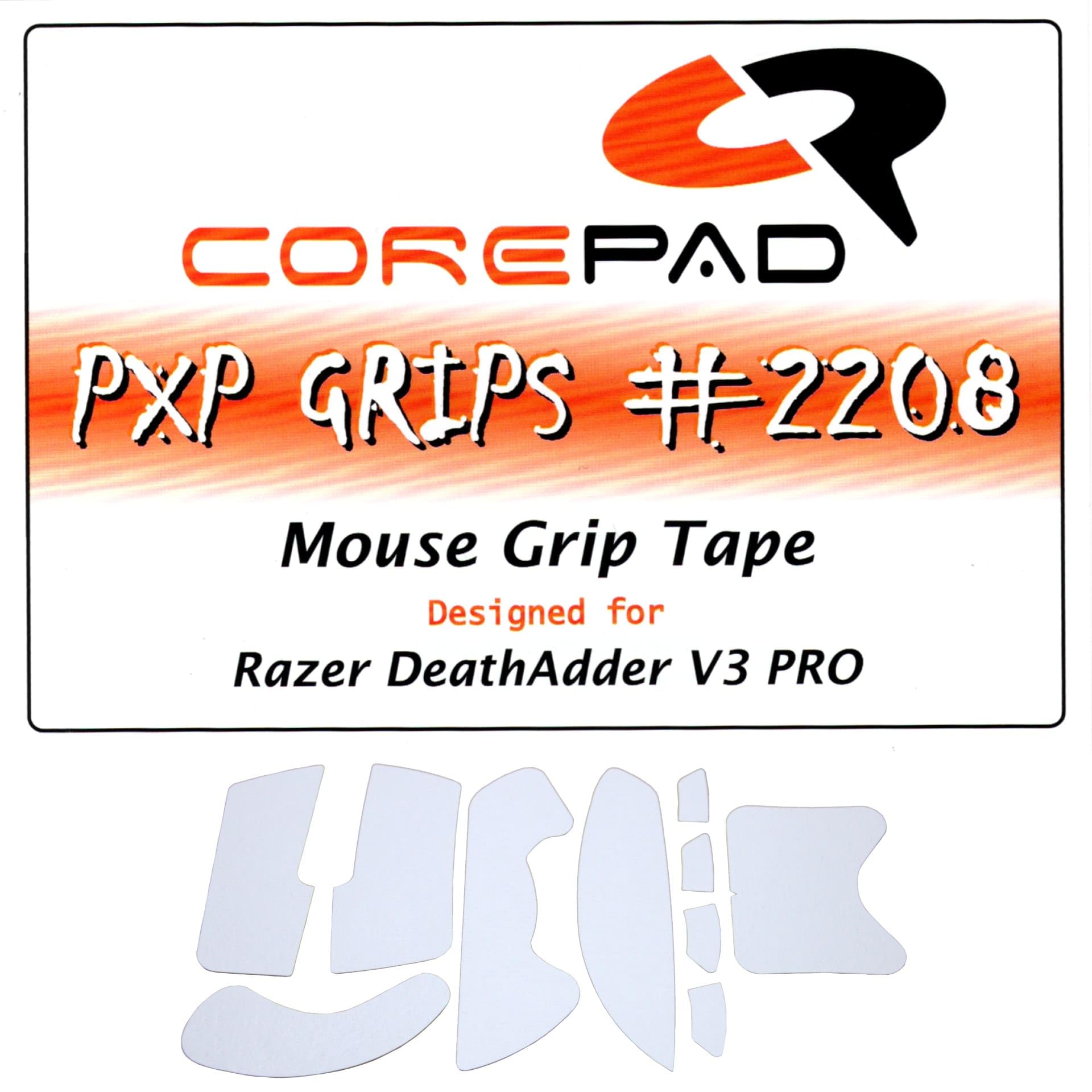 

Corepad PXP Grips for Razer DeathAdder V3 ProRazer DeathAdder V3, 1 Set, Soft Polymer Rubber (White)
