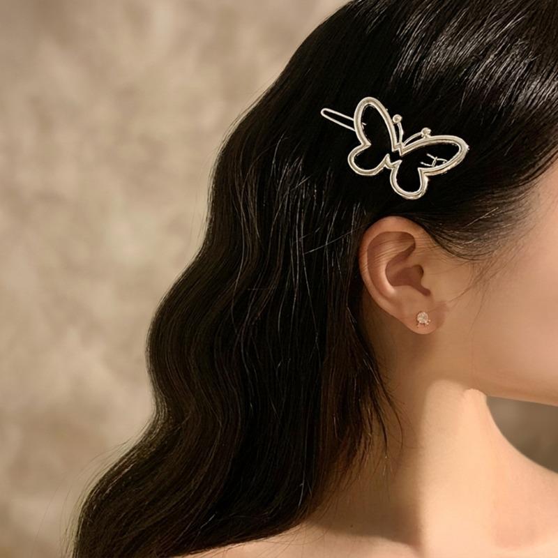 Y2K Vintage Metal Hollow Butterfly Hair Clip Sweet Versatile Bangs Clip Fashion Hairpin for Women Girls Hair Accessories