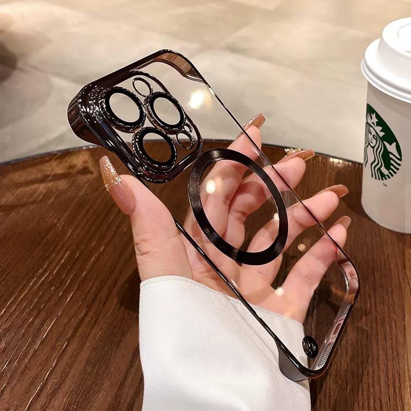 

MagSafe Magnetic 14 Apple 15 Transparent Case Suitable for IPhone16Pro Phone Case Electroplating Without Borders iPhone16