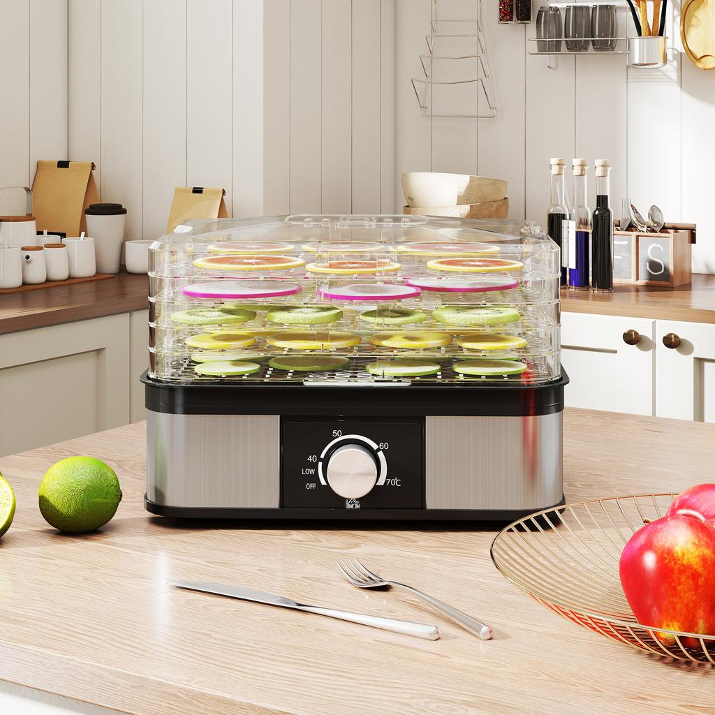 5 Tier Food Dehydrator, 245W Stainless Steel Food Dryer Machine with Adjustable Temperature for Drying Fruit, Meat, Vegetable, Jerky and Pet Treat
