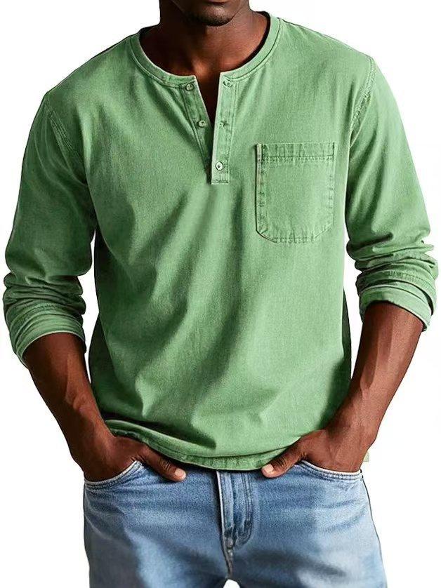 Men American Old Money Style Casual Linen Long Sleeve Shirt S