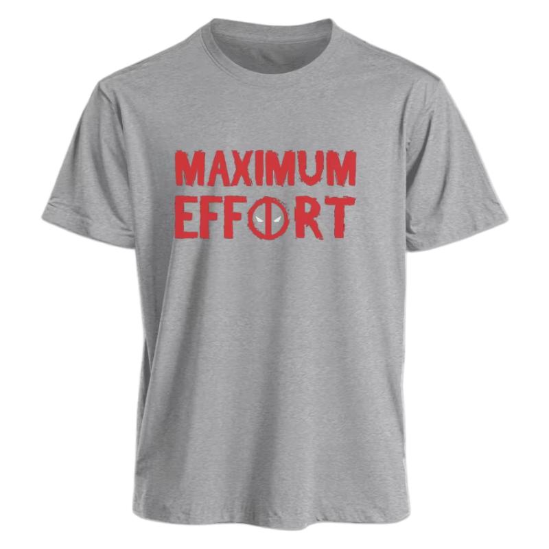 Marvel TShirt Men Women Deadpool Maximum Effort American Niche Fitness Trendy Oversized Short Sleeve Casual Streetwear Tee