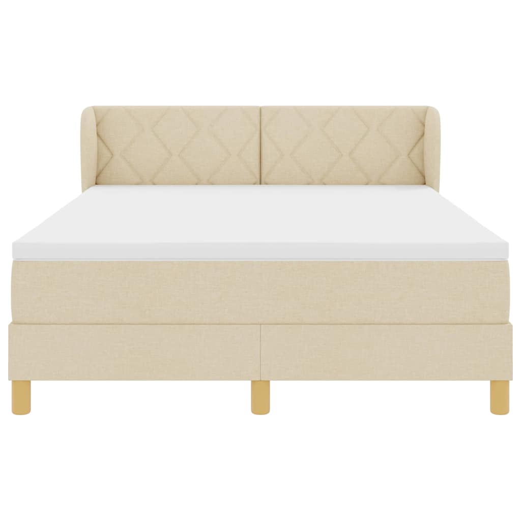 Boxspring Bed with Headboard Cream 140 x 200 cm Fabric