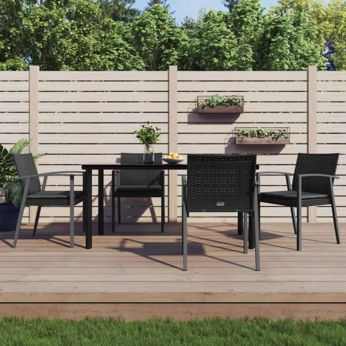 VidaXL Ensemble à manger de jardin 5 pcs coussins résine tressée acier 3186995