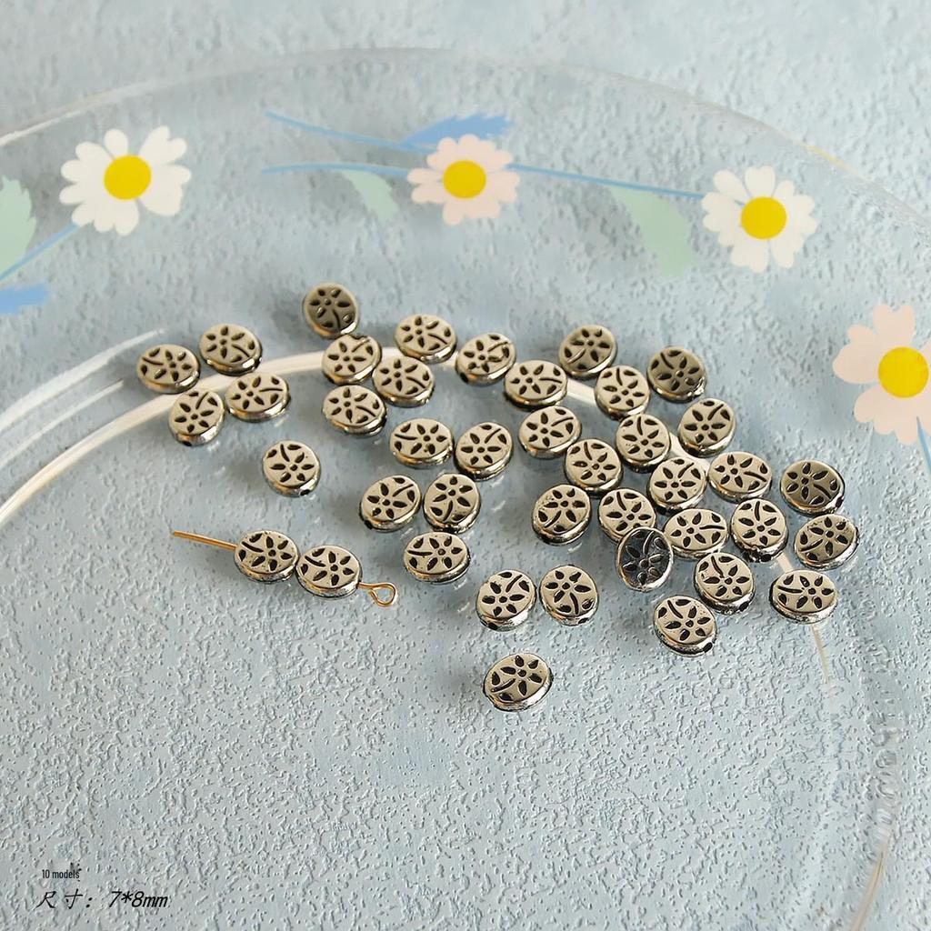 10pz Perline Distanziatrici Argento Vintage a Forma di Cuore e Fiore per Gioielli Fai da Te