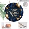 2D Flat, Hanging Ornaments | 7.87Inch Round Wall Hanging Aluminum Sign With Blue Roses And Golden Balloons, 'Happy Father'S Day' Cursive Text