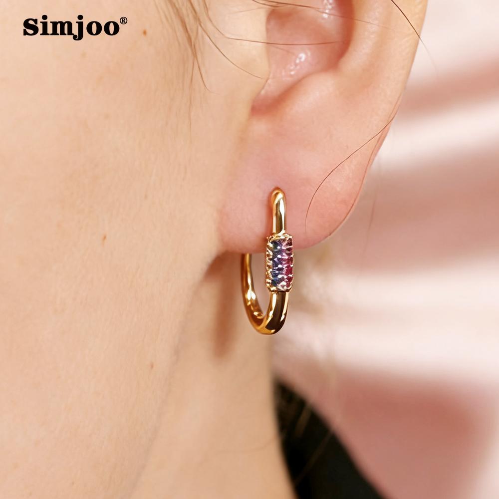SIMJOO Rose Gold Color Fashionable Geometric Shape Noble Women's Stone Earrings Pendants