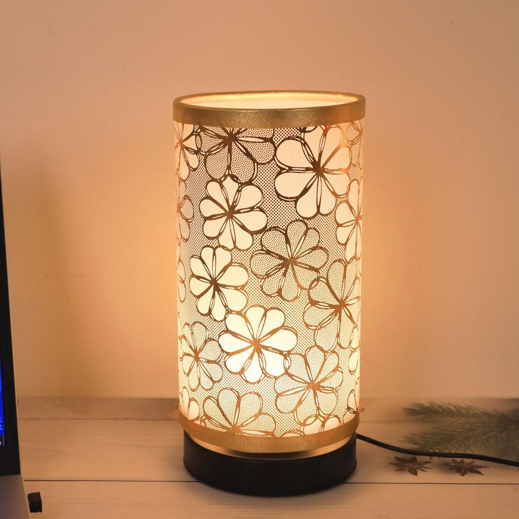 Minimalist fabric desk lamp, USB powered warm color LED light, bedroom and study desktop decorative lighting