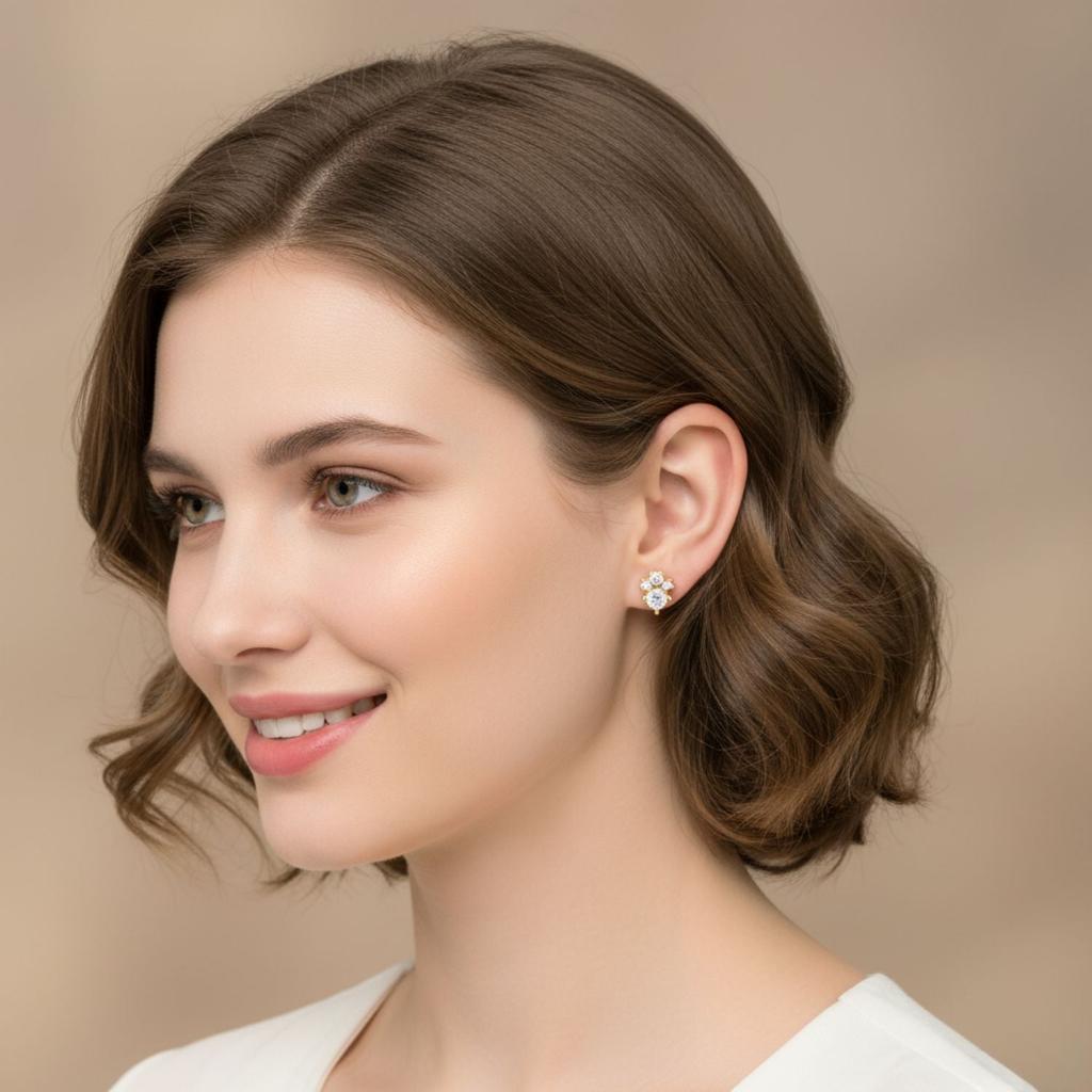 Minimal Twin Spark Earrings - 925 Sterling Silver Yellow Plated