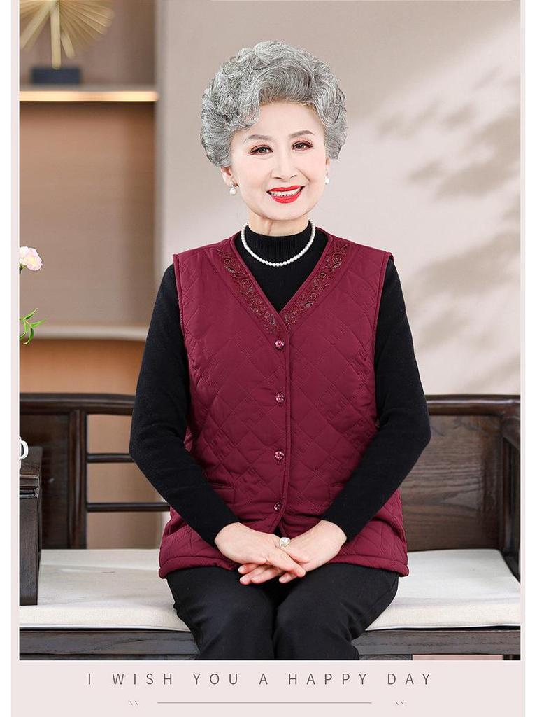 Damen Übergröße Fleecegefütterte Ärmellose Jacke - Warme Baumwollweste für Senioren für Herbst/Winter