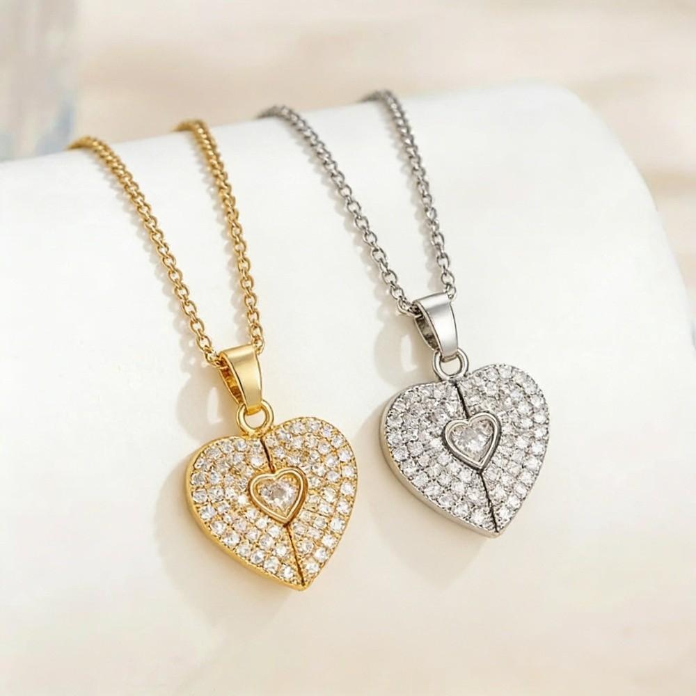 Heart-shaped Pendant Heart-shaped Necklace Handmade Couple Love Locket Heart Opening Locket  Gift