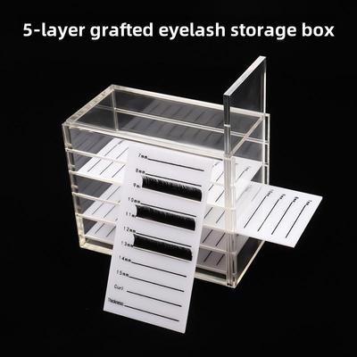 5-lagige transparente Aufbewahrungsbox aus Acryl für Wimpern mit Skala