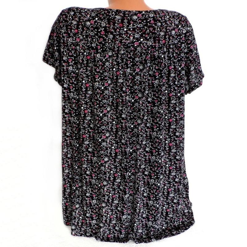 Sommer Neues Pailletten-Print V-Ausschnitt Kurzarm T-Shirt Lockeres Modisches Oberteil