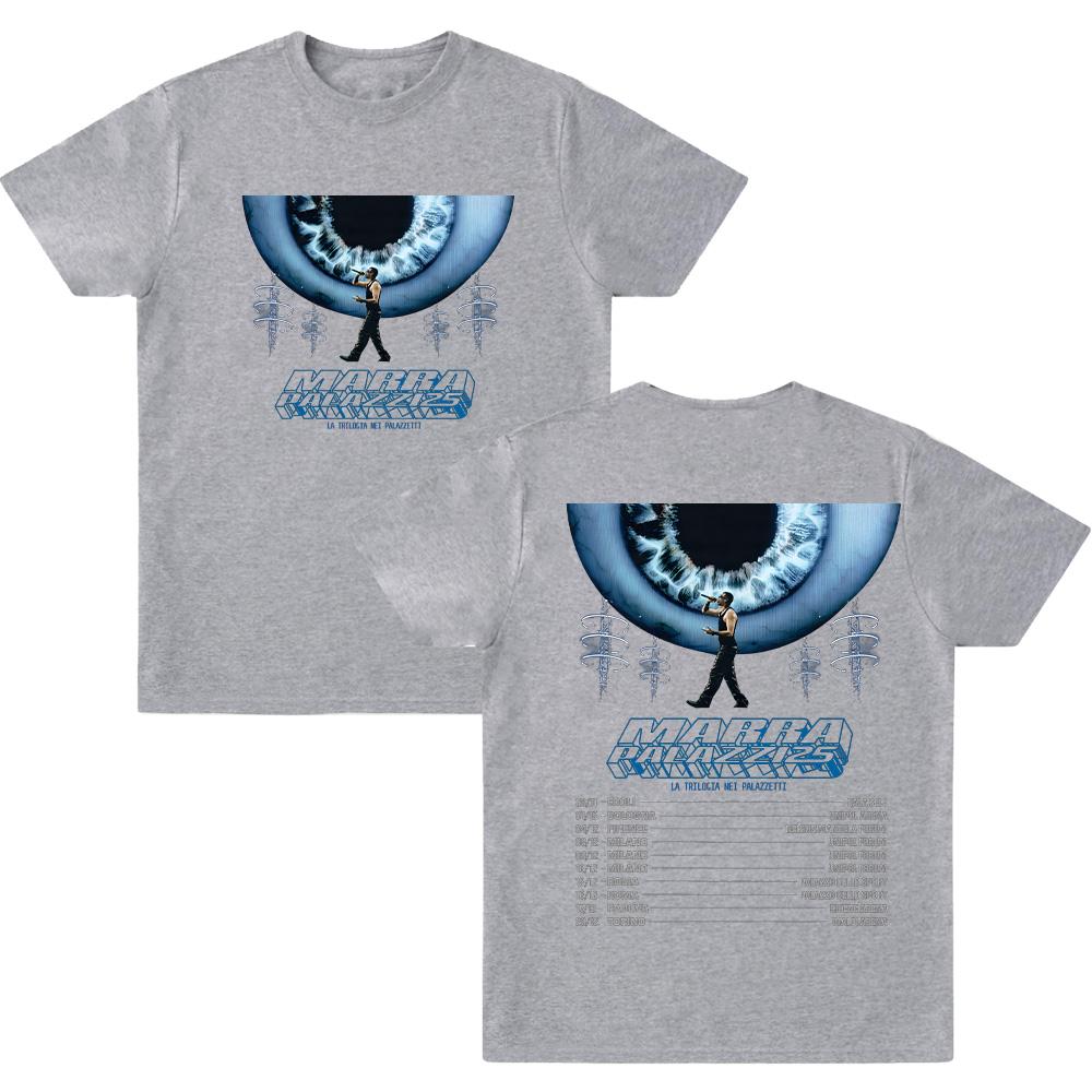 Marracash Palazzi 25 Tour T-shirty Moda Bawełna Odzież Uliczna Kobiety Mężczyźni Pop Oversize T-shirt Graficzny Dwustronny Streetwear