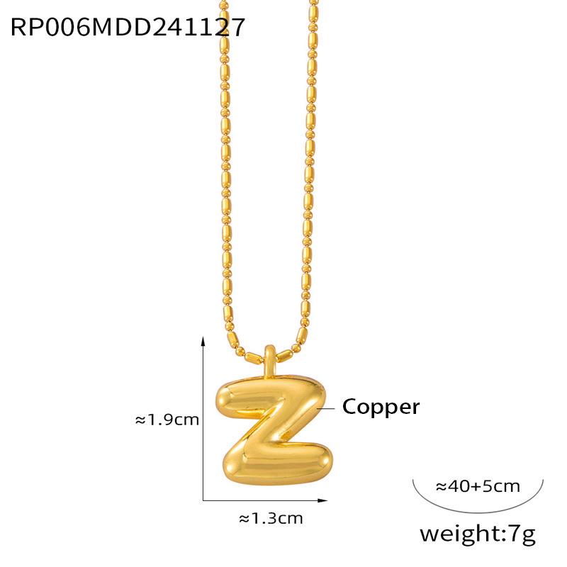 Trendy Women s Titanium Steel Necklace with 26 Copper Letter Pendants