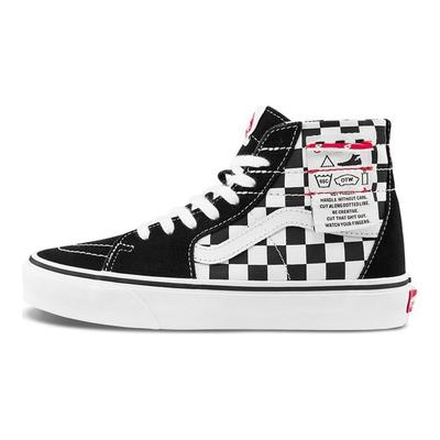Sk8 Hi A cuadros Cómodas Zapatillas de Moda de Caña Alta para Skate Unisex Negro Blanco VN0A4U161AA