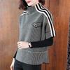 New Autumn Short Knit Coat Women Houndstooth Versatile Casual Fake Two Piece Outerwear Basic Top