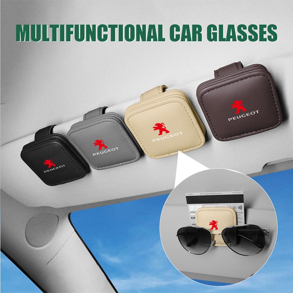 Car Sun Visor Glasses Clip Magnetic Sunglasses Organizer Box Card Holder For Peugeot 307 308 206 207 208 408 107 2008 3008 valve