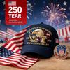 1pc Retro Print 250th Anniversary USA Hat,Adjustable United States 250th Anniversary Hat Retro Embroidered Festival Baseball Cap