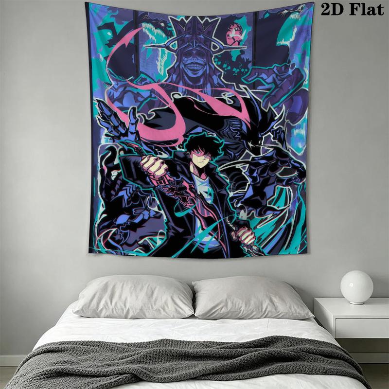 Solo Leveling Wall Tapestry Aesthetic Wall Hanging Printed Fabric Blanket Decorative Tapestries for Bedroom Living Room Home Decor
