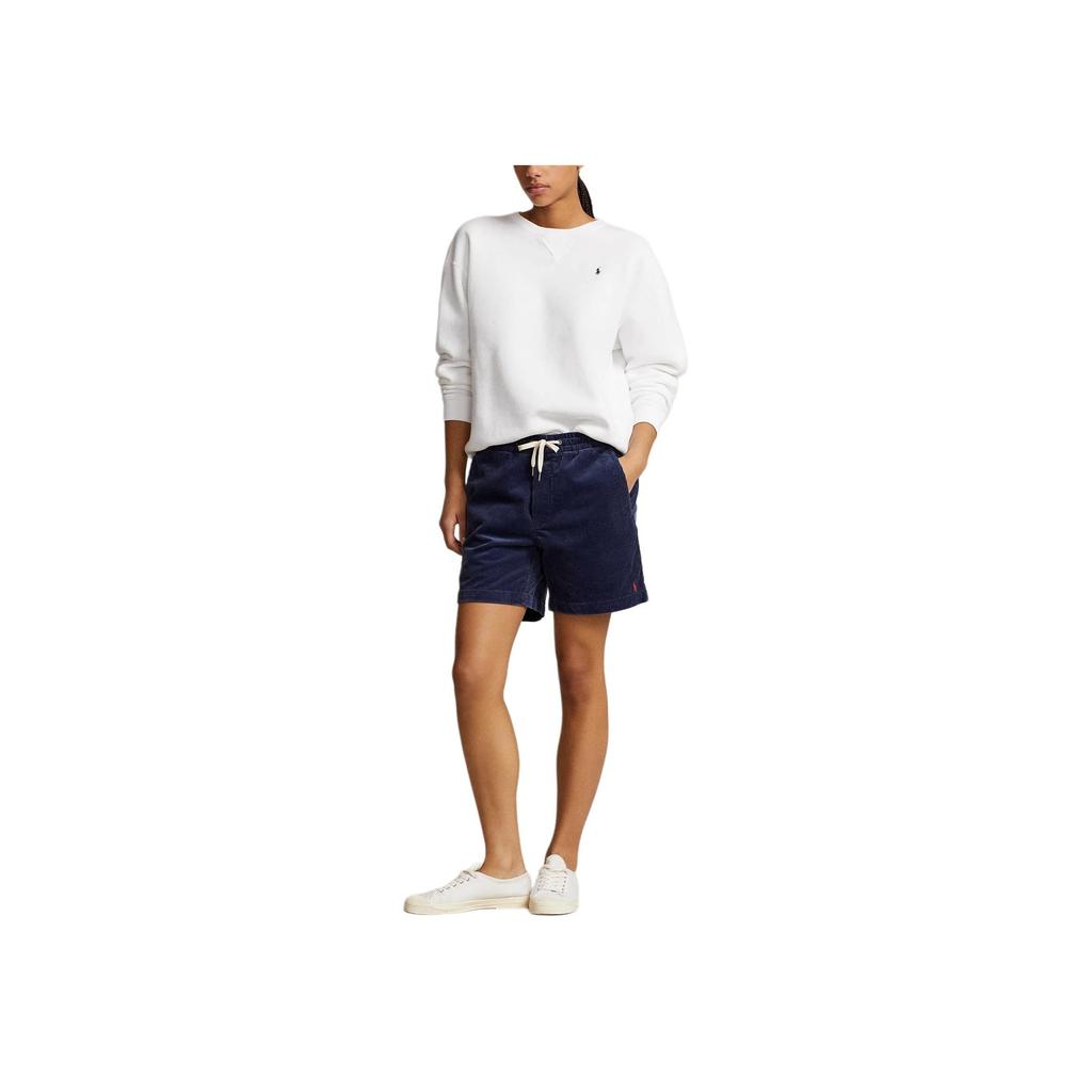 Polo Ralph Lauren FW23 Solid Color Small Pony Embroidered Casual Loose Round Neck Long Sleeve Sweatshirt Women sweatshirt White 211841662-001