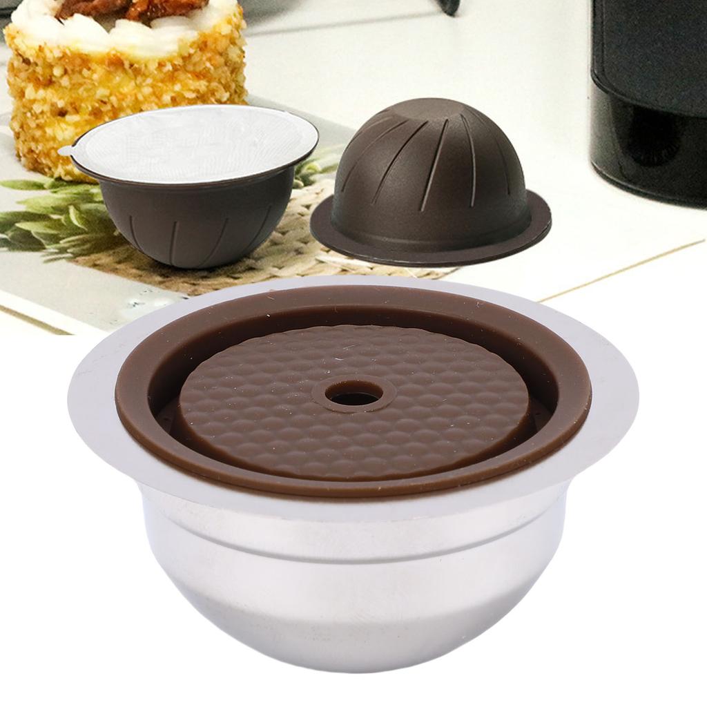 Capsula Caffè Riutilizzabile Adatta per Linea Macchina da Caffè Filtro Caffè Ricaricabile in Acciaio Inossidabile 304 con Spazzolino e Cucchiaino