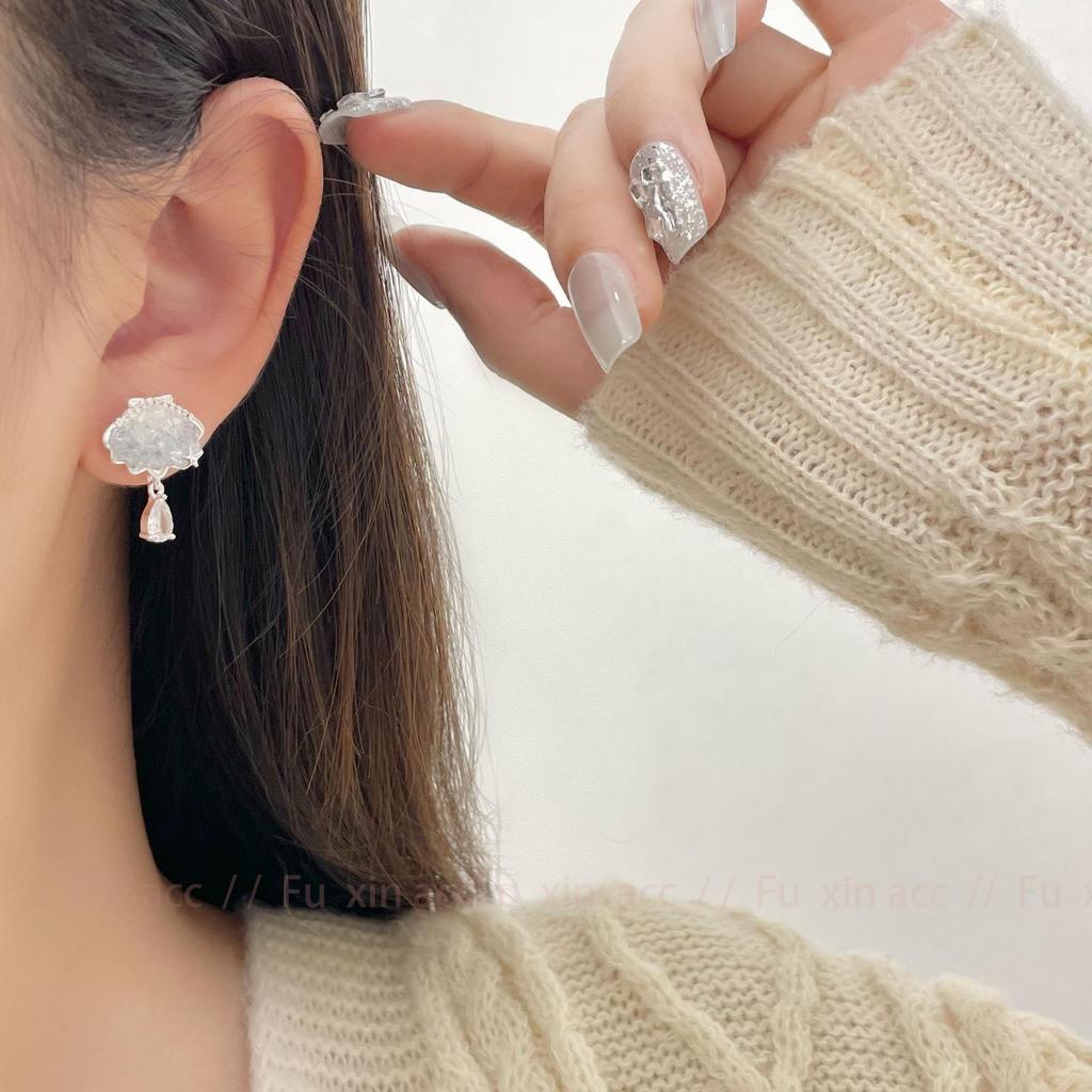 Star Tassel Gradient Blue & White Crystal Nebula Earrings