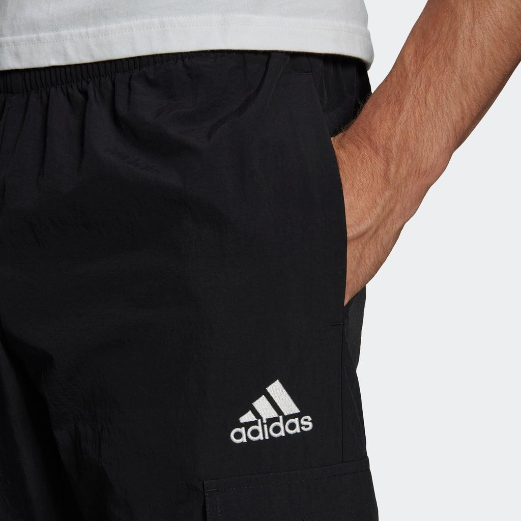 Adidas Solid Color Logo Cargo Sweatpants Men Bottoms Black HE1859