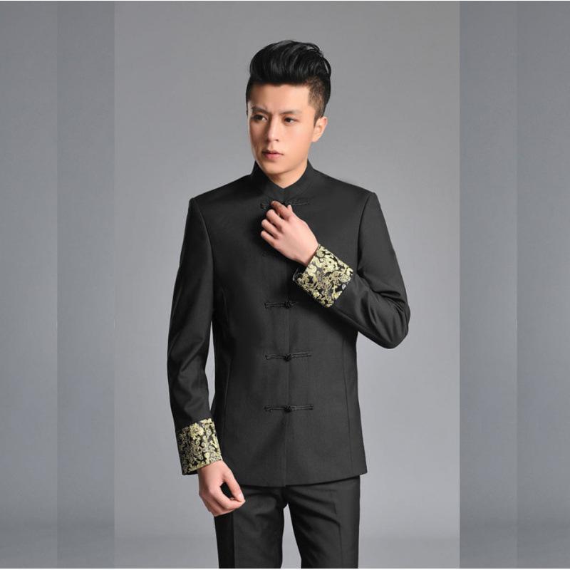 Men's Youth Slim Fit Zhongshan Suit: Stand Collar Casual Chinese Style Wedding Dress 16