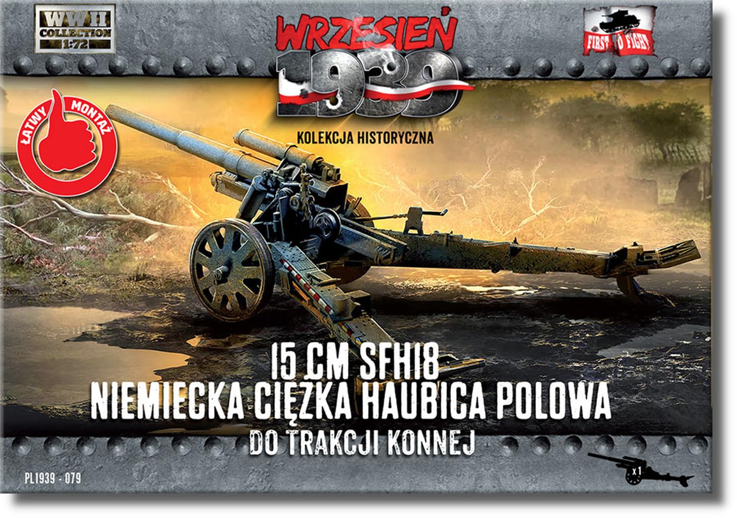 FTF 1/72 Немецкая 15cm sFH 18 Тяжелая Гаубица Пластиковая Модель Kit PF72079 (Пушка)