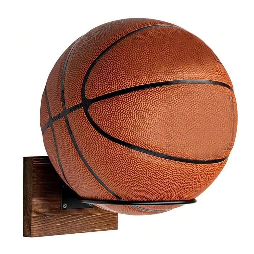 

Ball Stand Holder for Basketball Wall Mount Football Display Stand Wood & Metal Storage Rack for Volleyball Softball Scarves