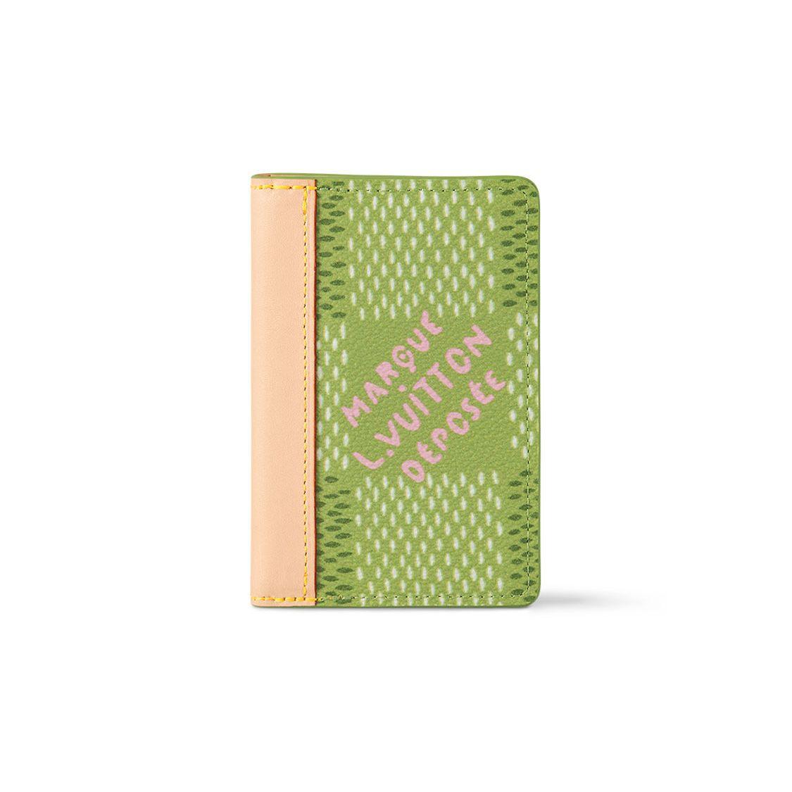 

Louis Vuitton Lv × Tyler Collaboration Pocket Organizer Letter Logo Flap Closure Coated Canvas Wallet Men wallet Green Beige N40632 Basic Set (Bag+Dust Bag)