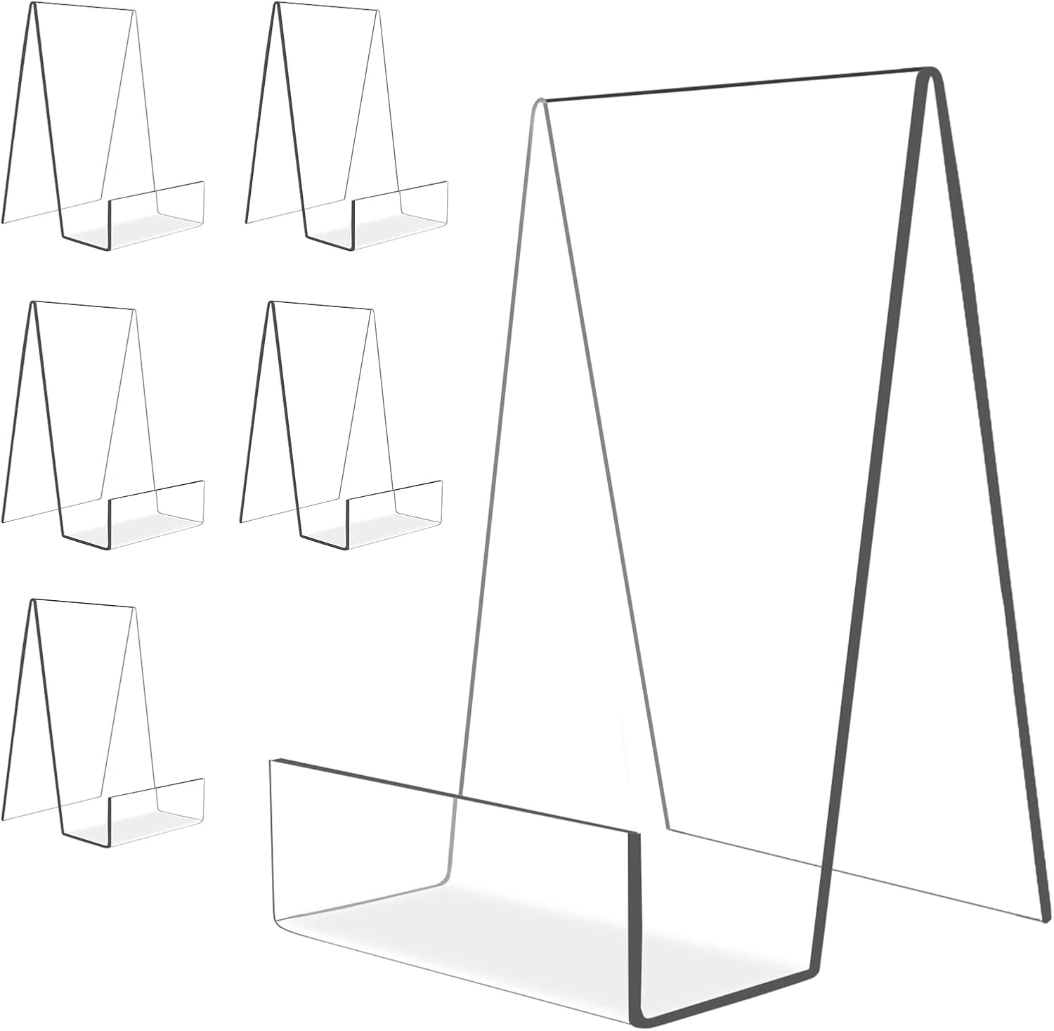 

6Pc Acrylic Book Display Stand Clear Easel with Ledge Tablet Holder for Displaying Books, Pictures, Notebooks, CDs, Artworks,etc